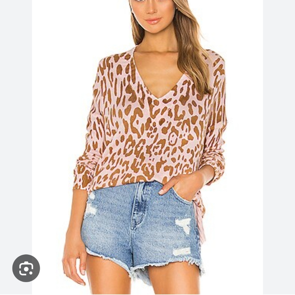 Show Me Your Mumu Leopard Print Cliffside Sweater S Relaxed Fit Tunic Pink Brown